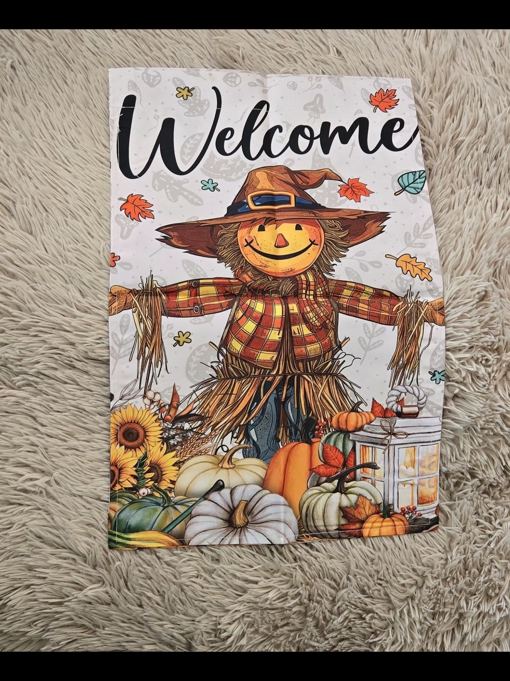 Welcome Harvest Scarecrow Garden And Home Flag Set Of 2 #1284 - Picture 3 of 9